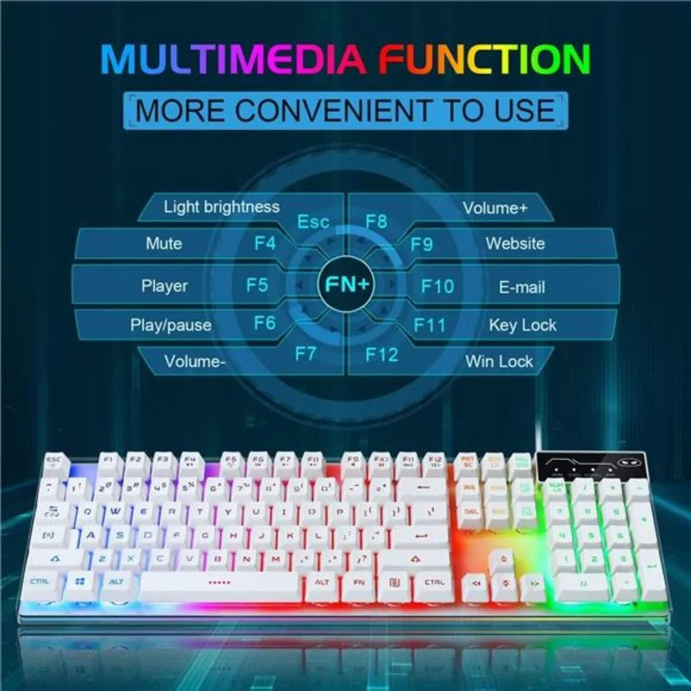 Gaming Keyboard and Mouse Combo,K1 RGB LED Backlit Keyboard with 104Key Computer